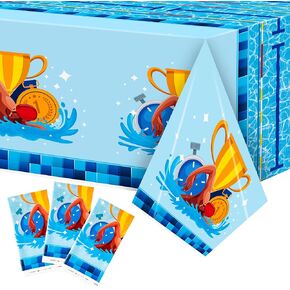 Summer Swimming Pool Tablecloth 3 Packs Swimming Pool Table Cover Summer Time Beach Rectangular Disposable Tablecover Kid’s Pool Birthday Christmas Winter Xmas New Year Party
