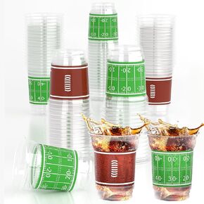 YQUQWN 50 PCS Football Cups 12 OZ Disposable Thickened Football Party Plastic Cups Tailgate Events Drinkware for Sports Themed Party Birthday Supplies Football Party Favors Football Party Decorations