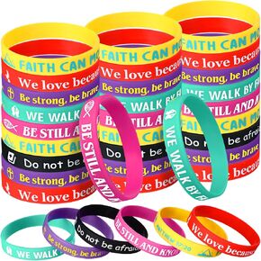 Aoriher 30 Pcs Christian Bible Bracelets Rubber Verse Bracelet Inspirational Silicone Wristband Faith Religious Motivational Scripture Wristband Church Supplies for Men Women
