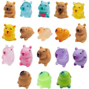 Mini Resin Cat Tiny Animal Miniature Figures Glow in The Dark for DIY Garden Dollhouse Animals Accessories Micro Landscape Aquarium Party Decor (18P-Capybara)