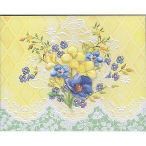 Set of 3 - Pansy Teacups Portfolio Boxed Note Cards by Carol Wilson. 10 embossed 4x5 Die-Cut Notecards and Matching Envelopes in Decorative Gift Box with Magnetic Flap. NCP2105