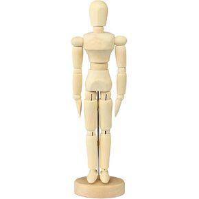 5.4" Tall Wooden Mannequin Artist Wooden Manikin with Stand 3D Movable Jointed Blockhead Wood Figure Model Drawing Mannequin Figure Human Body Model Ornaments for Home Office Tabletop Decors
