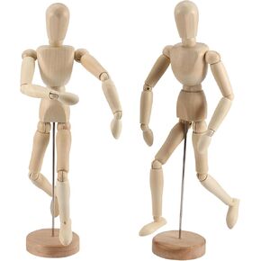 Joikit 2 PCS 12 بوصة نموذج الفنانين الخشبيين ، عارضة أزياء خشبية مفصلية عارضة أزياء مع الحامل والجسم posable ، manikin خشبية متحركة لرسم الشكل البشري in Kuwait
