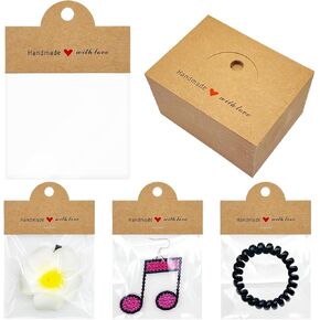 ZABARE 120 Pcs Jewelry Package Bags, Brown Jewelry Display Bags for Small Business, Small Jewelry Bags Clear Plastic with Hole, Jewelry Bags for Selling Bracelets, Key Chains, Necklaces, 3.93"x 3.14"
