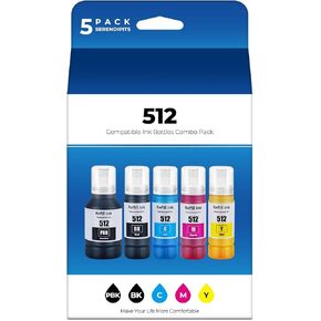 512 Ink Refill Bottles ET-7700 ET-7750 Replacement for Epson 512 Ink Refill Bottles Black Works for EcoTank ET 7700 ET 7750 Ecotank ET7700 ET7750 Printer, 5 Pack 512 Ink Refill Bottles (2BK C M Y)