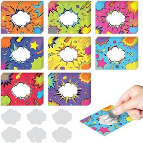 Custom Scratch Off Cards - 50 Scratch Off Tickets for Prizes, Make Your Own Scratch Off Cards, DIY Valentine Scratch Cards with Stickers for Birthday, Teacher Scratch Offs for Classroom