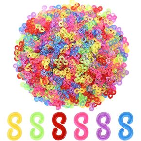 500 Pcs S Clips, Small Rubber Band Clips, Plastic Loom Bands Connectors, Connectors Refills Bracelet Loom Clips for Loom Bands Bracelets Necklace Handcrafts DIY Crafts Jewelry Making in Saudi Arabia