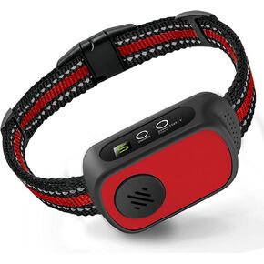 Rechargeable Dog Bark Collar with Beep Vibration and Shock,Anti Barking Collar for Small Medium Large Dogs, Humane Dog Training Device with 5 Adjustable Sensitivity Levels (Red)