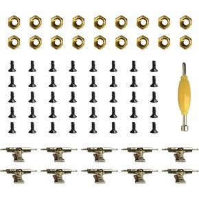 EBCO 10x Trucks & 40x Screws & 20x Nuts & Spanner Tool for 96mm Fingerboard Skateboard Wooden Deck Parts Kit,Unisex Children