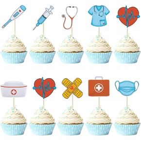Gyufise 36Pcs Nurse Cupcake Toppers Nursing School Graduation Cupcake Picks for Medical Rn Nurse Grad Themed Birthday Party Cake Decorations Supplies