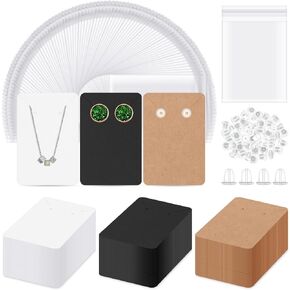 Glarks 550Pcs Earring Cards with Earring Backs and Self-Sealing Bags Kit, 9 x 6 cm 3 Colors Earring Display Cards Earring Holder Cards for Stud Earrings Dangle Jewelry Display Earring Packaging