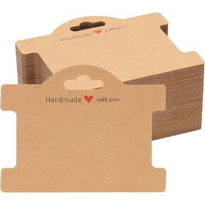 joycraft 40Pcs Jewelry Display Cards, Brown Bracelet Display Cards, Kraft Paper Hanging Display Cards, 3.9x3 Inch Multipurpose Jewelry Display Cards for Hair Ties, Bracelet, Necklace, Hair Scrunchies