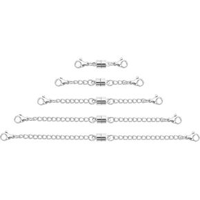 5Pcs Necklace Extender Silver Magnetic Necklace Clasps with Double Lobster Clasp,Chain Extenders for Necklaces Bracelet Extender Necklaces Extensions