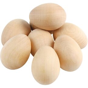 DIYASY Easter Wooden Eggs,8 Pcs Smooth Natural Unfinished Wood Fake Egg for Easter Craft,DIY,Decoration and Basket Fillers