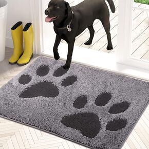 Purrugs Dirt Trapper Door Door 20 "× 31.5" ، سجادة دخول الألياف الدقيقة غير القابلة للانزلاق/القابلة للانزلاق ، ممسحة الكلاب ، حصيرة ترحيبية فائقة الامتصاص للأحذية الرطبة الموحلة والكفوف ، الرمادي.