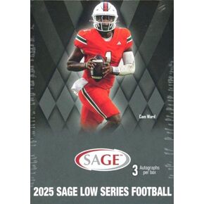 2025 Sage Football Low Series EXCLUSIVE Factory Sealed Hobby Blaster Box with (3) AUTOGRAPHS & (60) ROOKIE Cards! Look for RC & Autos of Cam Ward, Dillon Gabriel, Carson Beck, Ashton Jentry & More!