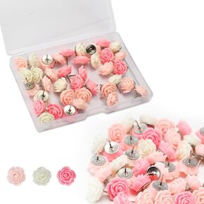 40pcs روز موضوع دبابيس الدفع روز إبهام تزيين زهرة الزهرة لوحة لوحة لوحات النشرة ، صور خرائط الجدران وغيرها من المكاتب المدارس لوازم وإكسسوارات ، راتنج ...