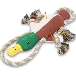 Lesmeet Upgraded Duck Dog Toys for Aggressive Chewers Puppy Toys with Crinkle Paper and Squeaker, Interactive Tug of War Dog Toy for Small, Medium, and Large Breeds