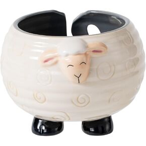 Yarn Bowl for Crochet Large Sheep Shaped Ceramic Yarn Holder Crochet Bowl Knitting Bowl, 6 Inch Wide x 4 Inch High