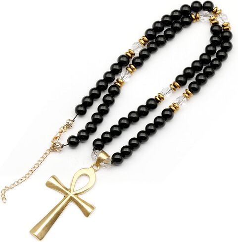 Elisajewelryart - قلادة الفريدة من ANKH CROSS LABRADORITE DEDEDED NEGLEINE GEMSTONE GEMONTER COMP CLASP CLOSUR in Saudi Arabia