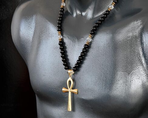 Elisajewelryart - قلادة الفريدة من ANKH CROSS LABRADORITE DEDEDED NEGLEINE GEMSTONE GEMONTER COMP CLASP CLOSUR in Saudi Arabia