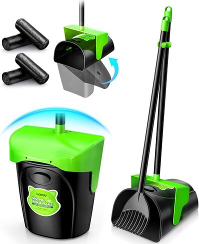 Londu Odor Forting Pooper Scooper كبير دوار دوار وركبى مع 40 كيس نفايات ، 36 "مقبض طويل القابل للتعديل الكلب pooper مغرفة للكلاب الكبيرة والحيوان in Saudi Arabia