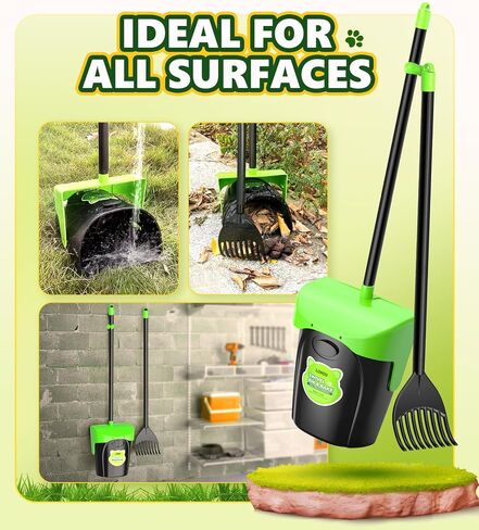 Londu Odor Forting Pooper Scooper كبير دوار دوار وركبى مع 40 كيس نفايات ، 36 "مقبض طويل القابل للتعديل الكلب pooper مغرفة للكلاب الكبيرة والحيوان in Saudi Arabia