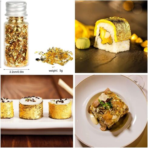 dshyuauoci Edible Gold, 10 Pieces 24 K 9 x 9 cm Gold Leaf Food Grade for Food Use Craft Decoration Perfect for Decorating Cakes Wine Ice Cream Use in the Kitchen, media in Saudi Arabia