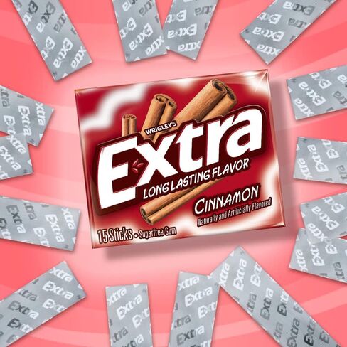 EXTRA Gum Cinnamon Gum Sugar Free Chewing Gum Individually Wrapped Mint Gum Bulk Slim Packs, 15 Stick (Pack of 10) in Saudi Arabia