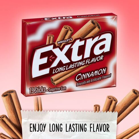 EXTRA Gum Cinnamon Gum Sugar Free Chewing Gum Individually Wrapped Mint Gum Bulk Slim Packs, 15 Stick (Pack of 10) in Saudi Arabia