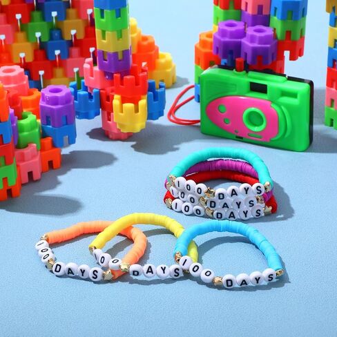 36 Pcs Happy 100th Day of School Bracelets Colorful Friendship Beads Bracelet for Boy Girl Kids Cute 100th Day Gifts Stretchy Acrylic Clay for School Supply Decor Student Rewards in Saudi Arabia