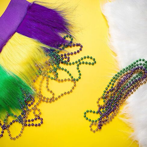Sumind 8 Pcs Mardi Gras Costume Accessory, 2 Pcs Headband Crazy Hair Wigs and 6 Pcs Beads Green Purple Gold Metallic Beads Necklaces Accessories Women Men for Parade Throws Carnival Party Decor in Saudi Arabia