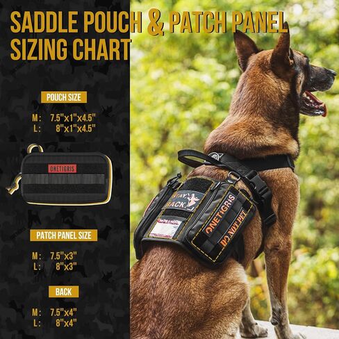OneTigris Service Dog Vest Harness, Service Dog Cape Guardian Dog Backpack Harness with Pouches Dog Saddle Bag for Small Medium and Large Dogs (Black, M) in Kuwait