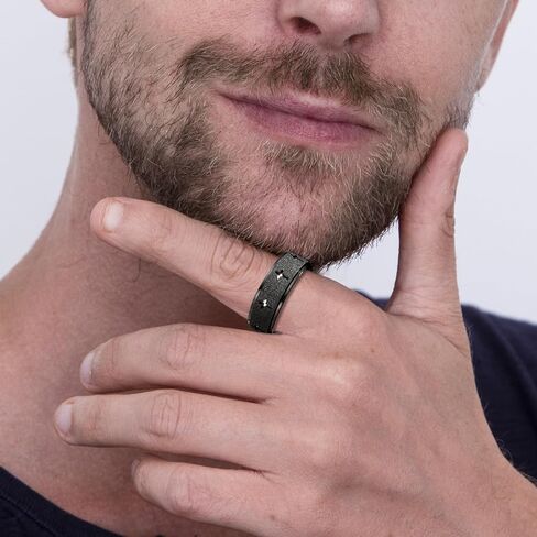 Anxiety Spinner Ring for Men - Stainless Steel Fidget Spinner Ring, Band Cross Thumb Roating Rings for Stress Relief 8mm Anxiety Relieve Fidget Toys for Adults Ring Size 6 7 8 9 10 11 in Saudi Arabia