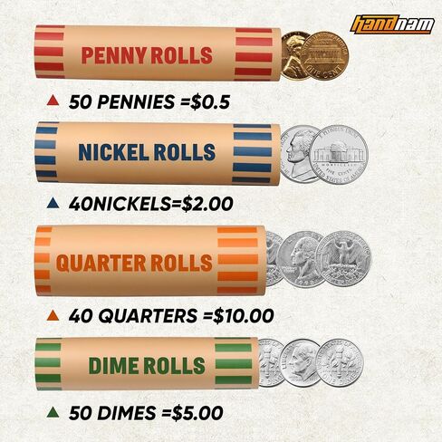 Preformed Coin Wrappers Rolls (128 Assorted) - Quarters, Pennies, Nickels and Dimes in Saudi Arabia