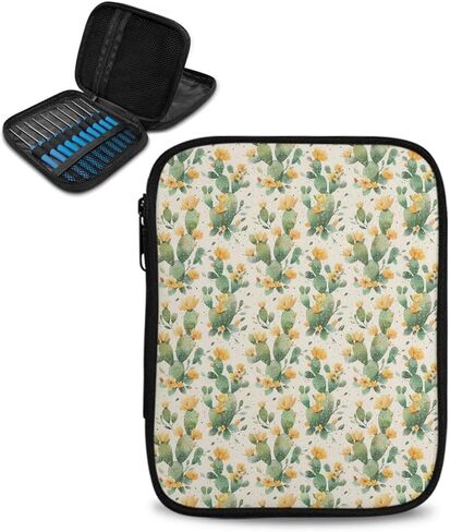 Noprintge American Flag Sunflowers Print Crochet Hook Case Empty, Stars Print Portable Knitting Needles Holder Case for Various Crochet Needles and Knitting Accessories in Saudi Arabia