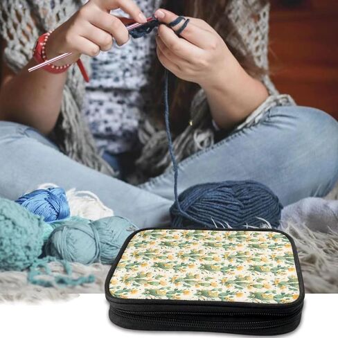 Noprintge American Flag Sunflowers Print Crochet Hook Case Empty, Stars Print Portable Knitting Needles Holder Case for Various Crochet Needles and Knitting Accessories in Saudi Arabia