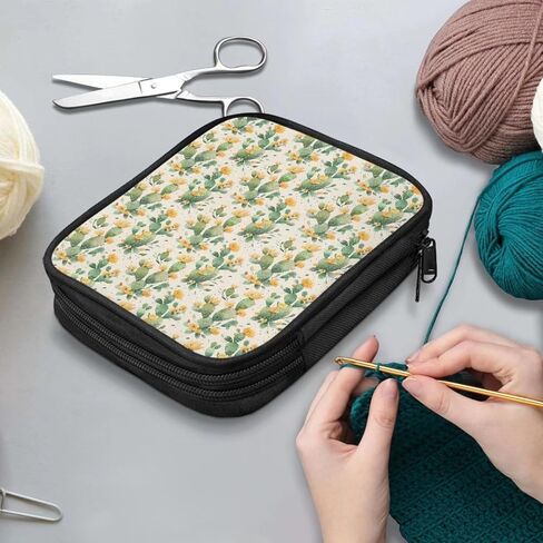 Noprintge American Flag Sunflowers Print Crochet Hook Case Empty, Stars Print Portable Knitting Needles Holder Case for Various Crochet Needles and Knitting Accessories in Saudi Arabia