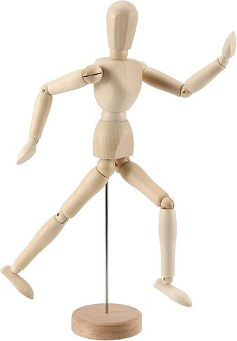 Joikit 2 PCS 12 بوصة نموذج الفنانين الخشبيين ، عارضة أزياء خشبية مفصلية عارضة أزياء مع الحامل والجسم posable ، manikin خشبية متحركة لرسم الشكل البشري in Kuwait