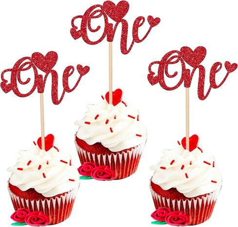 40 Pack Red Heart Cupcake Toppers Glitter Love Heart Valentine Cupcake Picks for Valentine's Day Theme Wedding Engagement Bridal Shower Birthday Party Cake Decorations Supplies in Kuwait