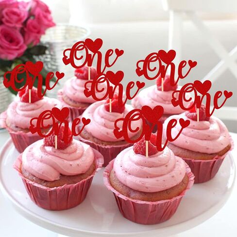 40 Pack Red Heart Cupcake Toppers Glitter Love Heart Valentine Cupcake Picks for Valentine's Day Theme Wedding Engagement Bridal Shower Birthday Party Cake Decorations Supplies in Kuwait