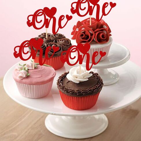 40 Pack Red Heart Cupcake Toppers Glitter Love Heart Valentine Cupcake Picks for Valentine's Day Theme Wedding Engagement Bridal Shower Birthday Party Cake Decorations Supplies in Kuwait