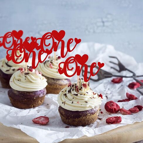 40 Pack Red Heart Cupcake Toppers Glitter Love Heart Valentine Cupcake Picks for Valentine's Day Theme Wedding Engagement Bridal Shower Birthday Party Cake Decorations Supplies in Kuwait