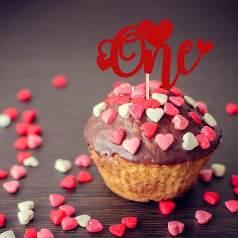 40 Pack Red Heart Cupcake Toppers Glitter Love Heart Valentine Cupcake Picks for Valentine's Day Theme Wedding Engagement Bridal Shower Birthday Party Cake Decorations Supplies in Kuwait