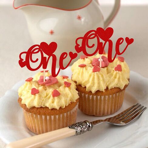 40 Pack Red Heart Cupcake Toppers Glitter Love Heart Valentine Cupcake Picks for Valentine's Day Theme Wedding Engagement Bridal Shower Birthday Party Cake Decorations Supplies in Kuwait