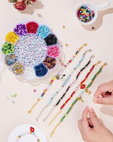 Goldwise St. Patrick's Day Crafts, St Patricks Green Beads for Jewelry Making Kit, 2880pcs Seed Beads in 6 Colors with Varities of St. Patrick's Charms, Gold Letter Beads, and DIY for Party Parade in Kuwait