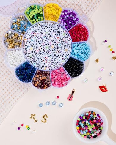 Goldwise St. Patrick's Day Crafts, St Patricks Green Beads for Jewelry Making Kit, 2880pcs Seed Beads in 6 Colors with Varities of St. Patrick's Charms, Gold Letter Beads, and DIY for Party Parade in Kuwait