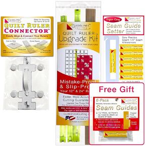 Guidelines4Quilting Perfect4Pattern Set - Essential Tool Set to Take The Guesswork Out of Squaring Up Fabric, Cutting, and Sewing. Includes Free Pack of 6 Seam Guides