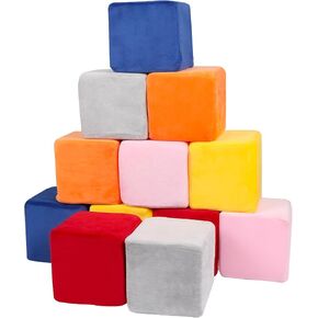 Foam Blocks for Toddlers, 5.5" Soft Building Blocks for Toddlers Colorful Stacking Blocks for Kids - 12 Pieces