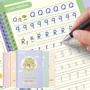 Magic Practice Copybook, Reusable Writing Practice Book, for Preschool Kids Age 3-8 ​Calligraphy (Large Size 4-Piece Set, 10.23"L x 7.28"W)